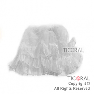 POLLERA TUTU INFANTIL LISA BLANCO CON 3 VOLADOS DE 30 CM DE LARGO (HS2474-1)